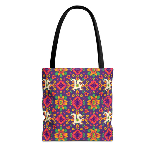 Tote Bag (AOP), Aquarius, Zodiac v2, Flower Pattern