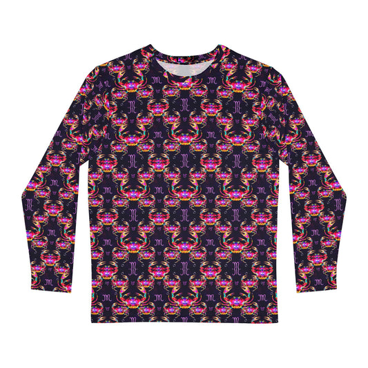 Men's Long Sleeve Shirt, (AOP), Cancer, Zodiac v4, Pattern