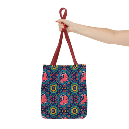 Tote Bag (AOP), Capricorn, Zodiac v1, Flower Pattern