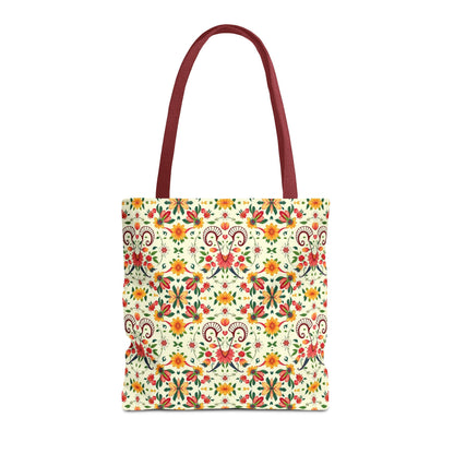 Tote Bag (AOP), Aries, Zodiac v2, Flower Pattern