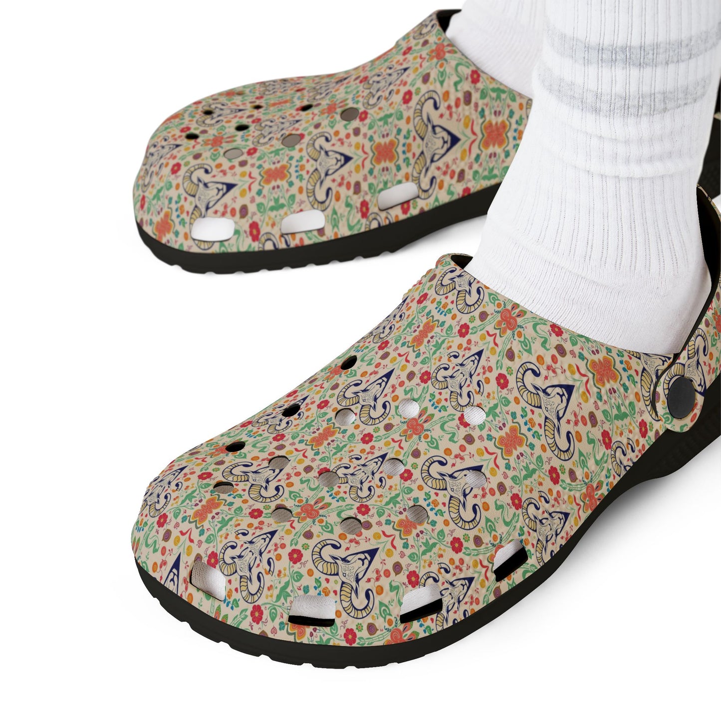 EVA Foam Rubber Shoes, (AOP), Aries, Zodiac v3, Pattern