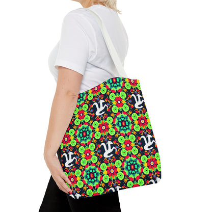 Tote Bag, (AOP), Aquarius, Zodiac v4, Flower Pattern