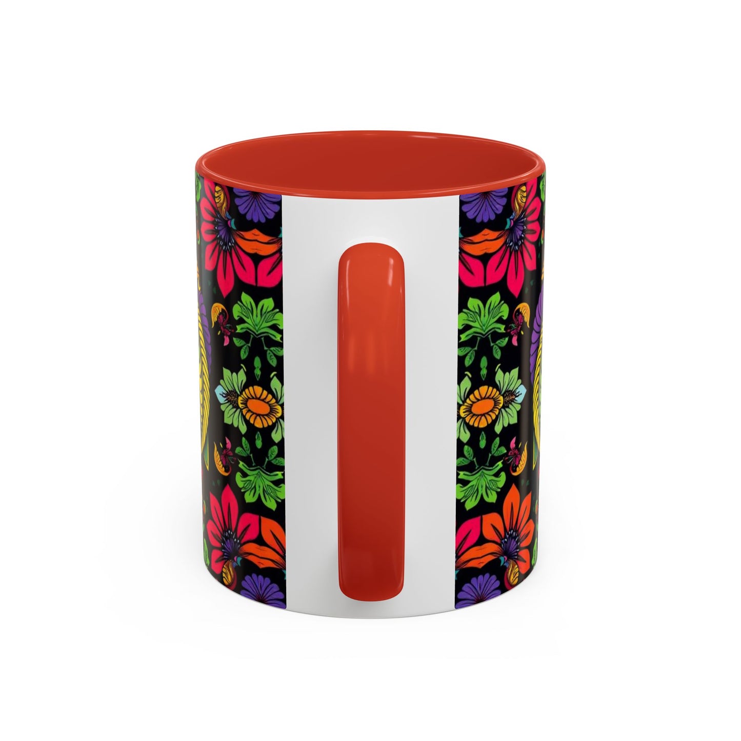 Accent Coffee Mug, Pisces, Zodiac v3, Flower Pattern, (11, 15oz)