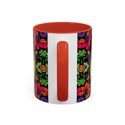 Accent Coffee Mug, Pisces, Zodiac v3, Flower Pattern, (11, 15oz)