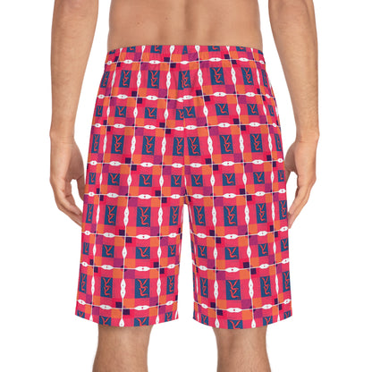 Men's Board Shorts, (AOP), Sagittarius, Zodiac, Shape Pattern