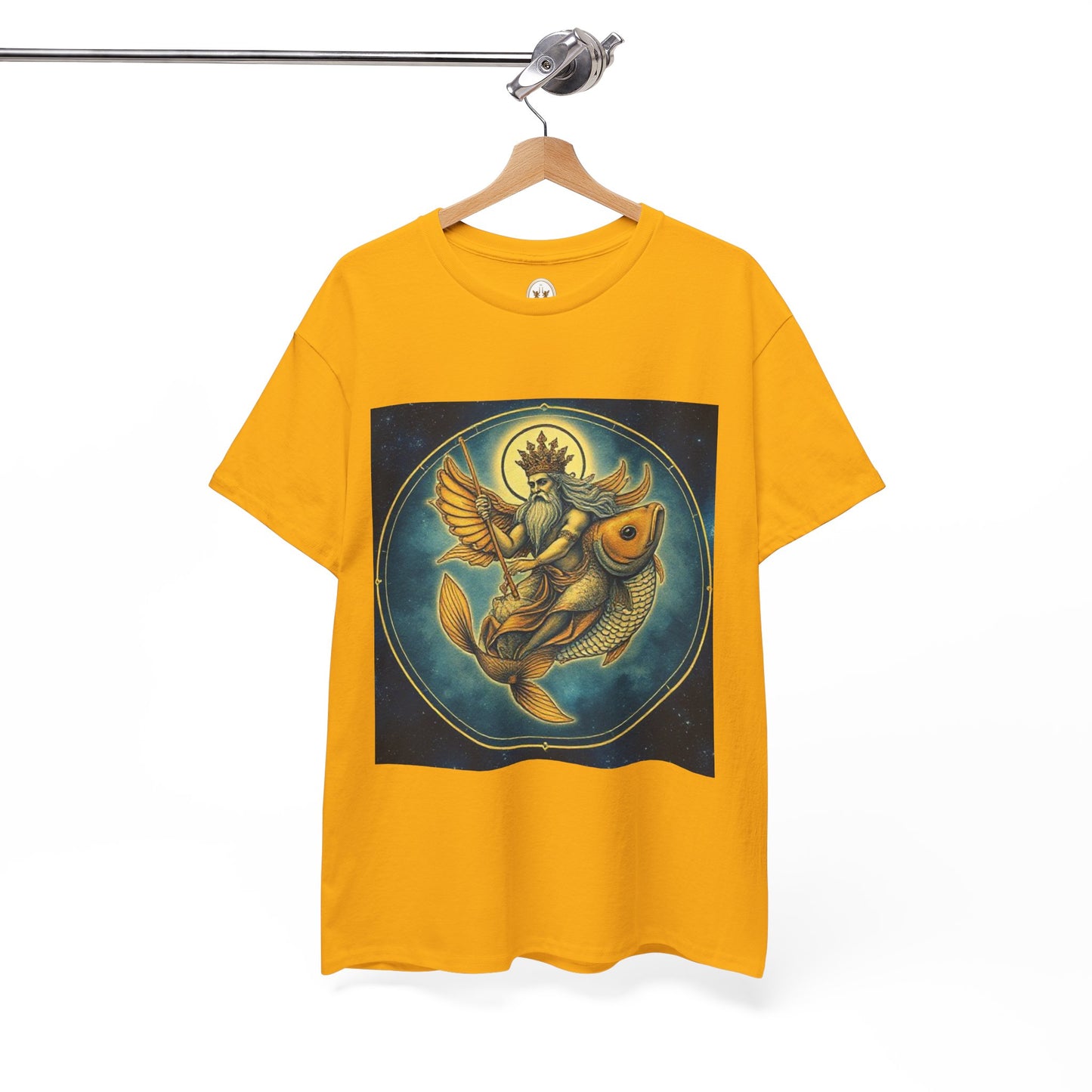 Unisex Heavy Cotton T-Shirt, Pisces King v1, Zodiac Design