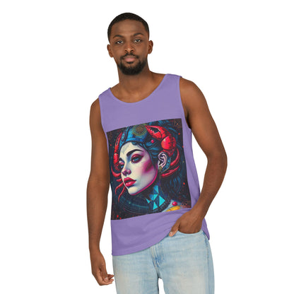 Unisex Garment-Dyed, Tank Top, Cancer, Pop Art v1, 100% US cotton
