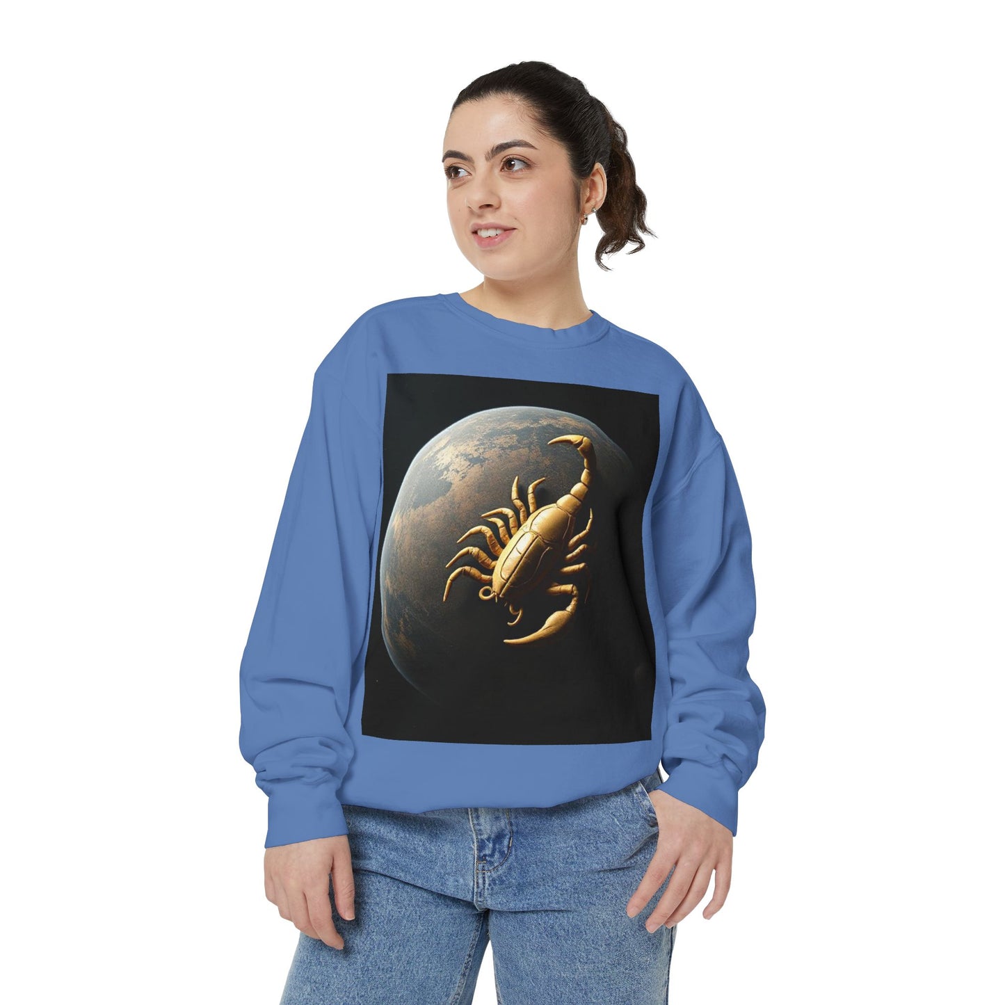 Garment-Dyed Sweatshirt, Unisex, Space Animal Design v1, Scorpio