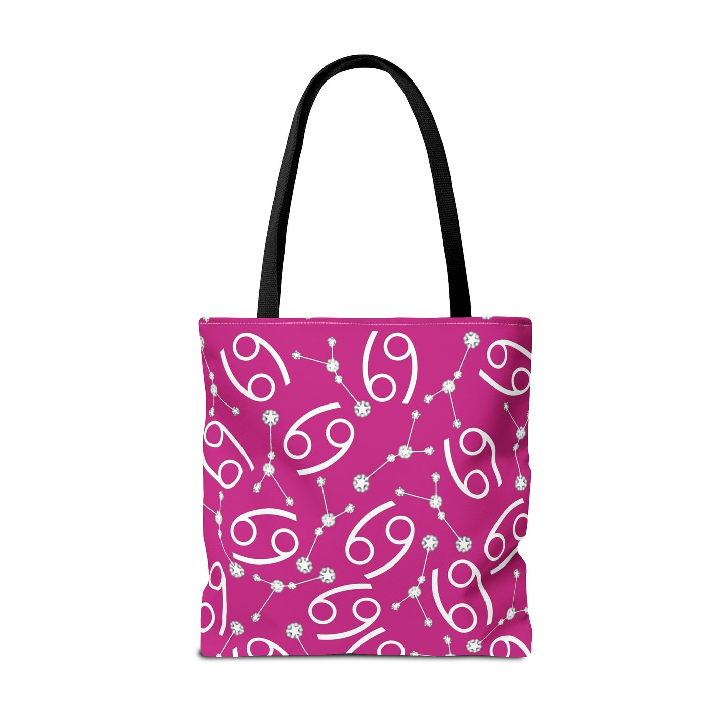 Tote Bag, Cancer Zodiac Sign, AOP, (Pink, White)