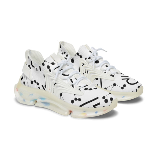 Women's Mesh Sneakers, Constellation & Symbol, Libra Zodiac Sign, AOP