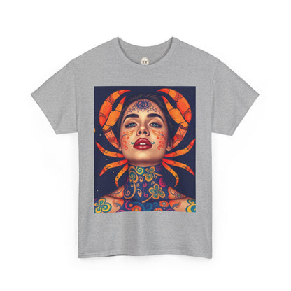 Unisex Heavy Cotton T-Shirt, Cancer, Zodiac v2, Sexy Art