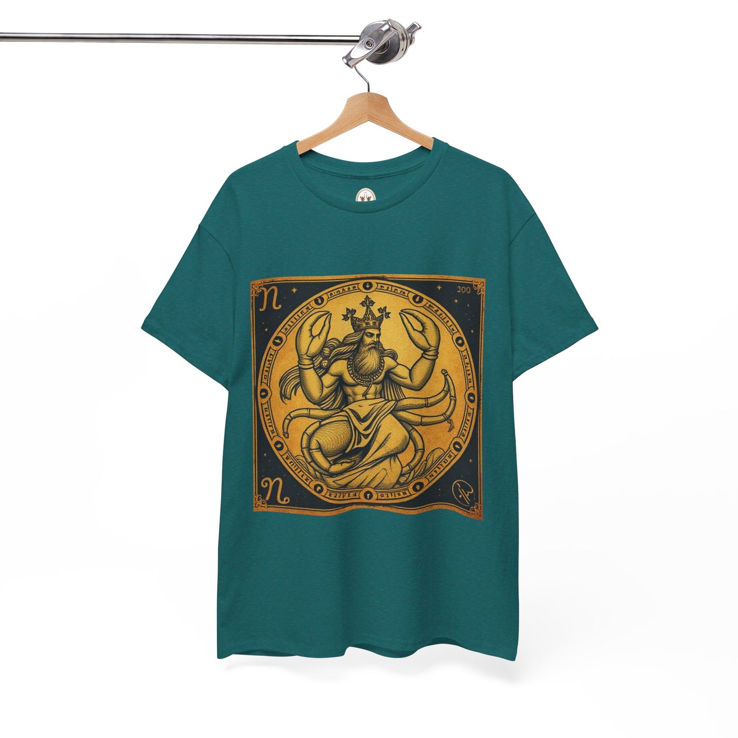 Unisex Heavy Cotton T-Shirt, Crab King v1, Cancer Zodiac Design