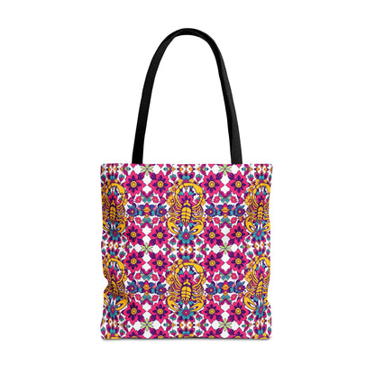 Tote Bag (AOP), Scorpio, Zodiac v1, Flower Pattern