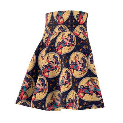 Women's Skater Skirt, (AOP), Sagittarius, Zodiac v1, Sexy Pattern