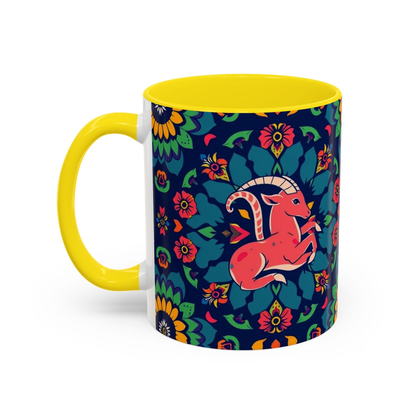 Accent Coffee Mug, Capricorn, Zodiac, Flower Pattern, (11, 15oz)