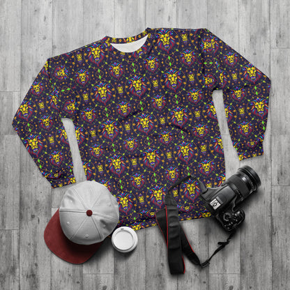 Unisex Sweatshirt (AOP), Leo, Zodiac v3, Jewel Pattern