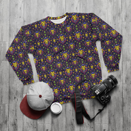 Unisex Sweatshirt (AOP), Leo, Zodiac v3, Jewel Pattern