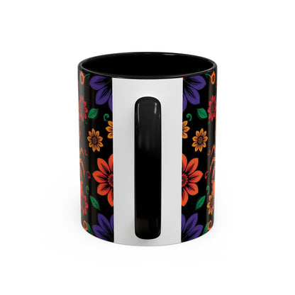 Accent Coffee Mug, Scorpio, Zodiac. Flower Pattern, (11, 15oz)