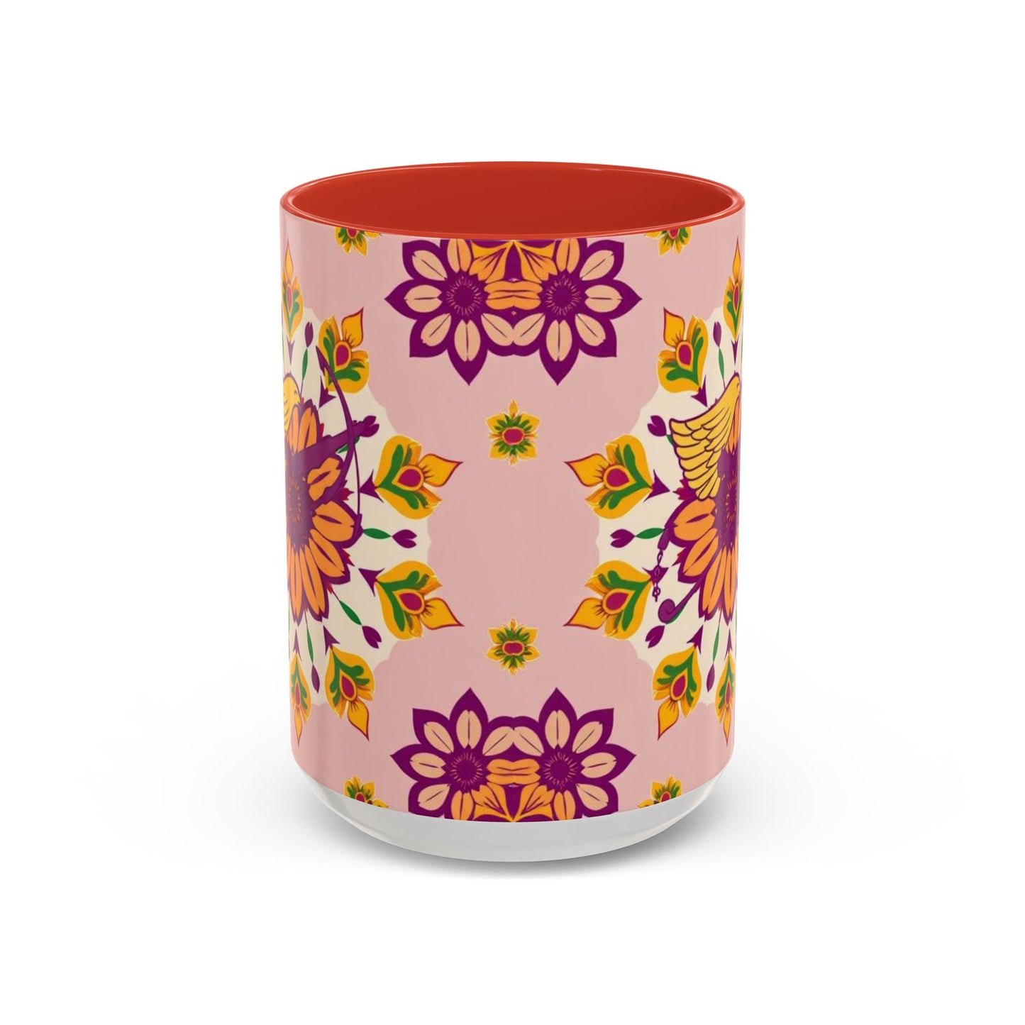 Accent Coffee Mug, Sagittarius, Zodiac v4. Flower Pattern, (11, 15oz)