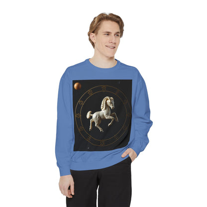 Garment-Dyed Sweatshirt, Unisex, Space Animal Design, Capricorn