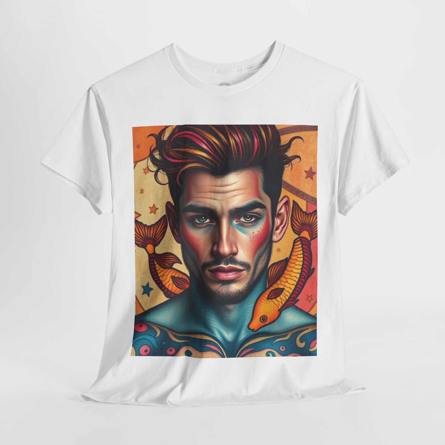 Unisex Heavy Cotton T-Shirt, Pisces, Zodiac v2, Sexy Art
