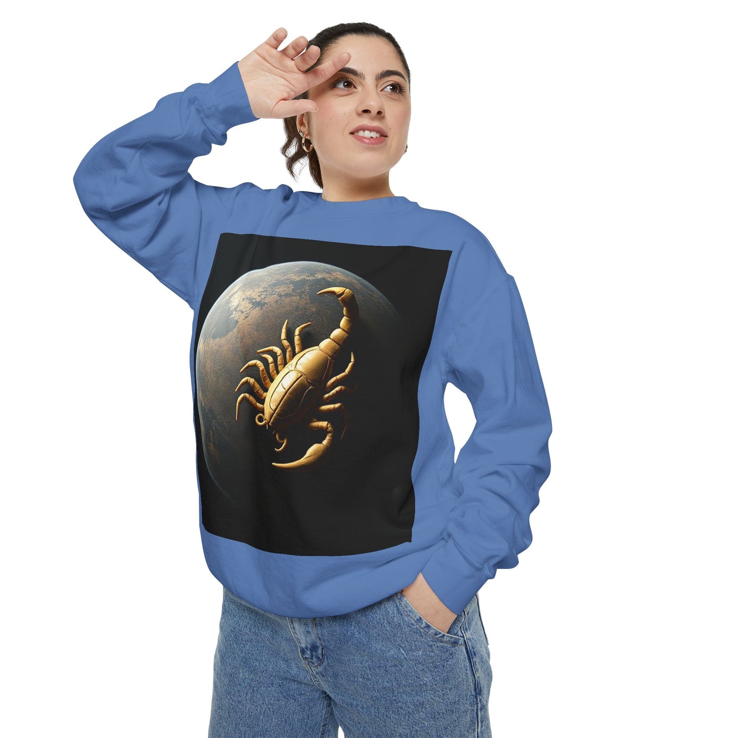 Garment-Dyed Sweatshirt, Unisex, Space Animal Design v1, Scorpio