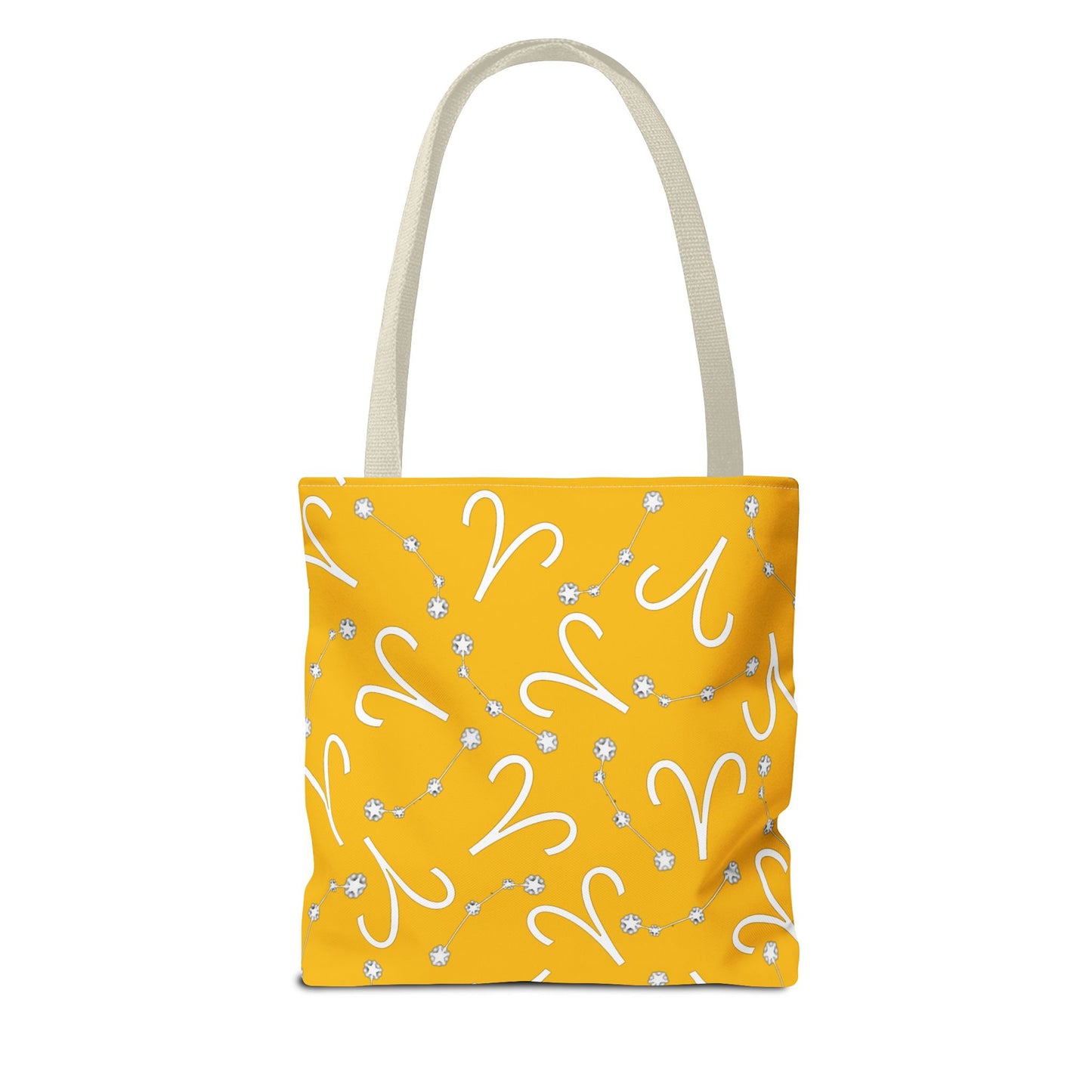 Tote Bag, Aries Zodiac Sign, AOP, (Yellow, White)