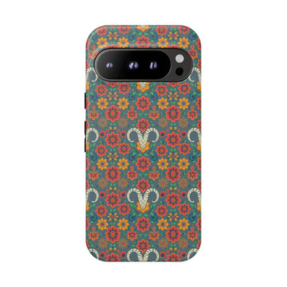 Tough Cases, Aries, Zodiac v3, Flower Pattern