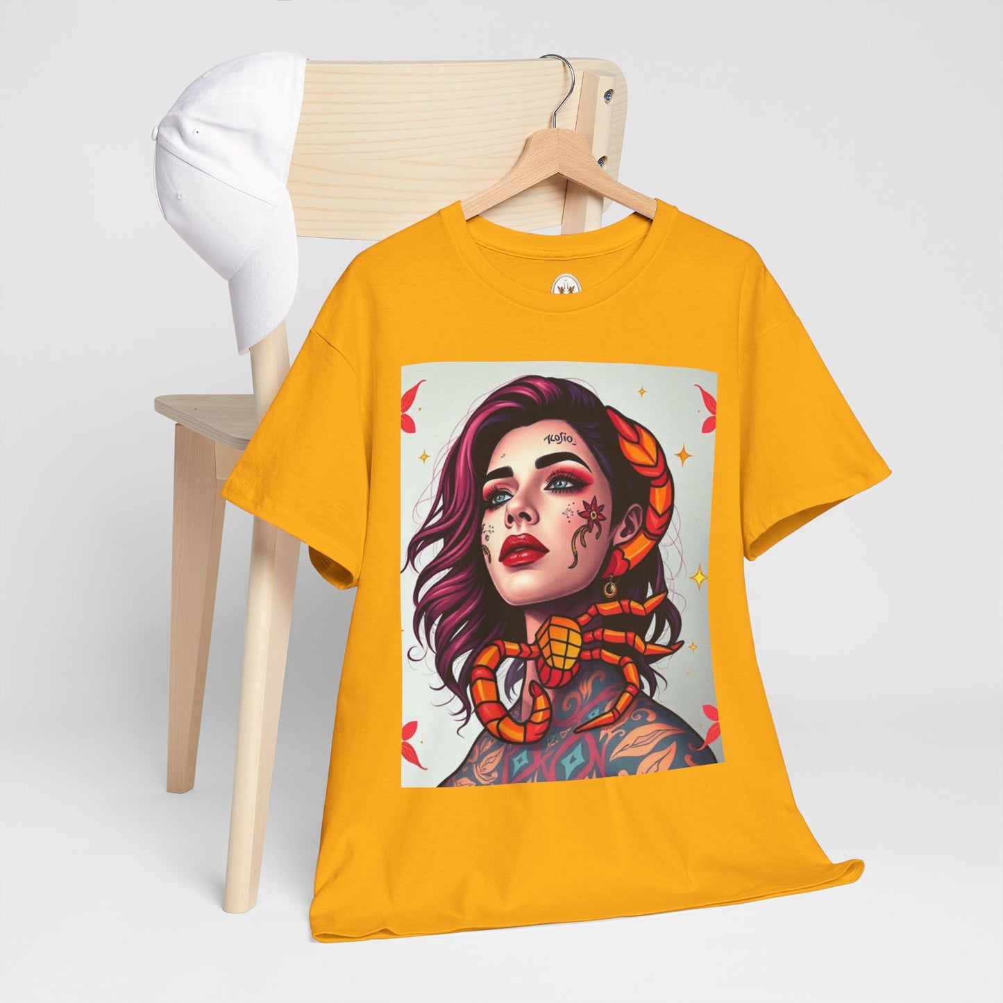 Unisex Heavy Cotton T-Shirt, Scorpio, Zodiac v3, Sexy Art