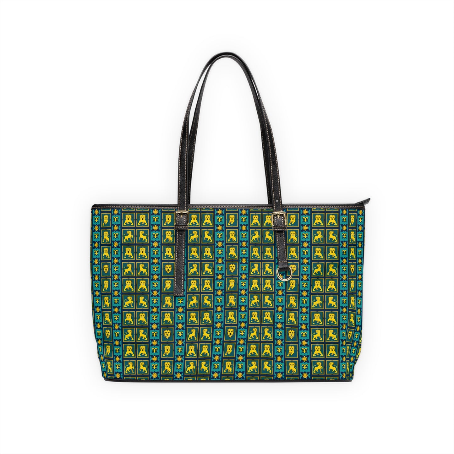 Leather Shoulder Bag, Leo, Zodiac v4, Shapes Pattern