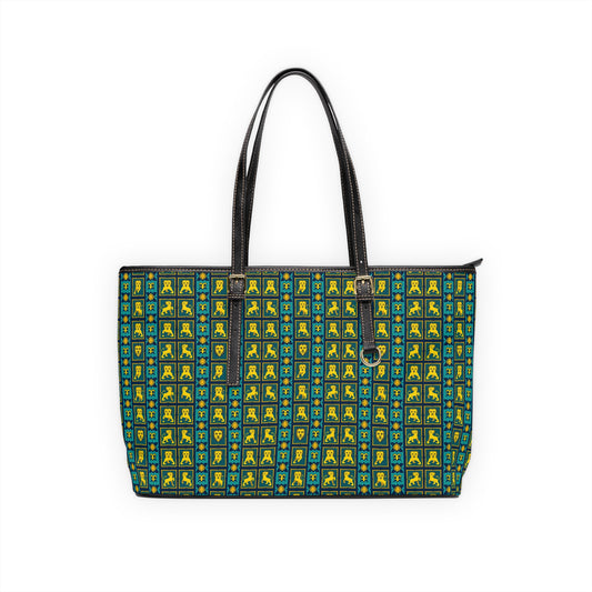 Leather Shoulder Bag, Leo, Zodiac v4, Shapes Pattern