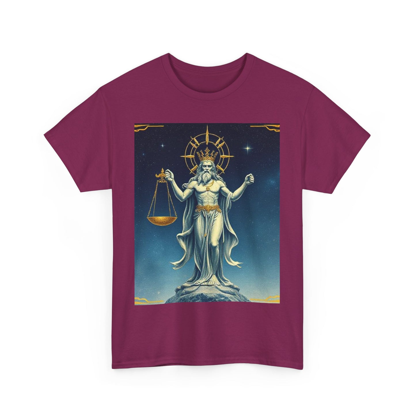 Unisex Heavy Cotton T-Shirt, Space, Libra God, Zodiac Design