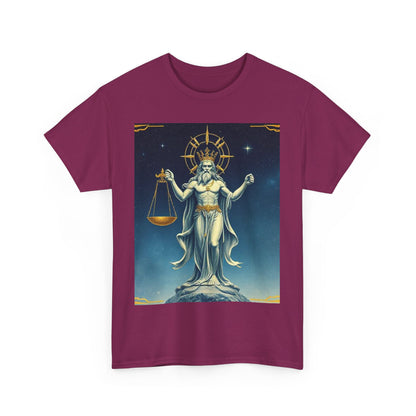 Unisex Heavy Cotton T-Shirt, Space, Libra God, Zodiac Design