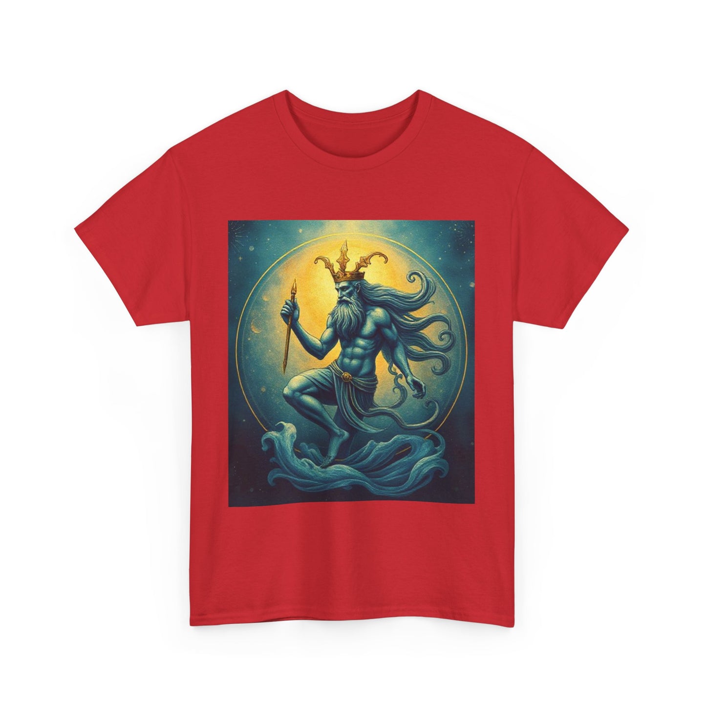 Unisex Heavy Cotton T-Shirt, Aquarius God, Zodiac Design