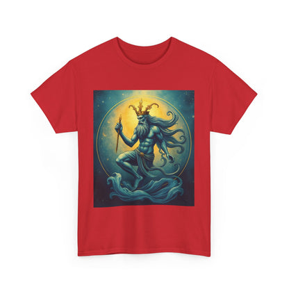 Unisex Heavy Cotton T-Shirt, Aquarius God, Zodiac Design