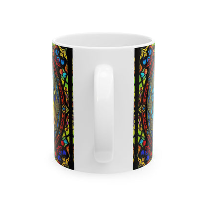 Ceramic Mug, (11oz, 15oz), Ceramic Coffee Mug, AOP, Glass Design v1, Taurus Zodiac