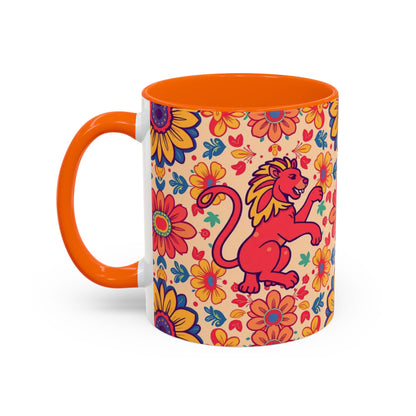 Accent Coffee Mug, Leo, Zodiac, Flower Pattern, (11, 15oz)