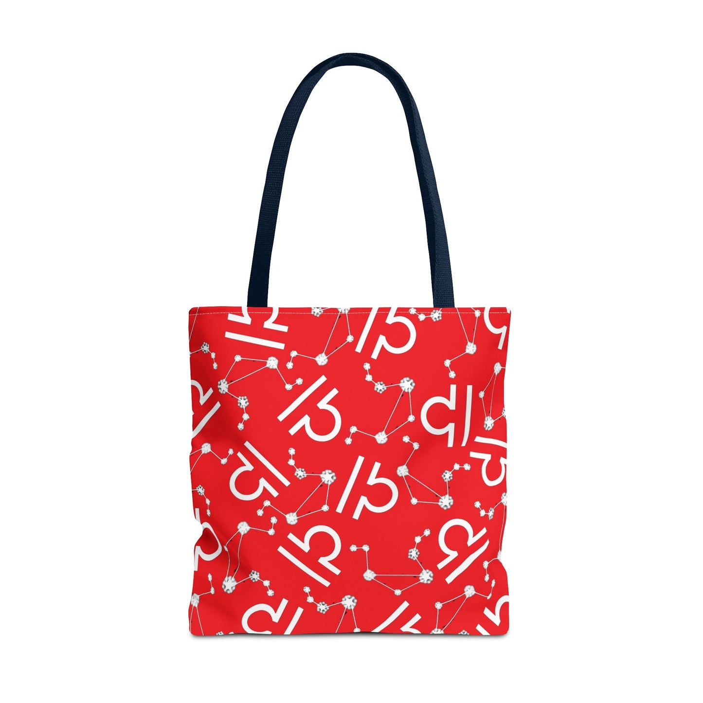 Tote Bag, Libra Zodiac Sign, AOP, (Red, White)
