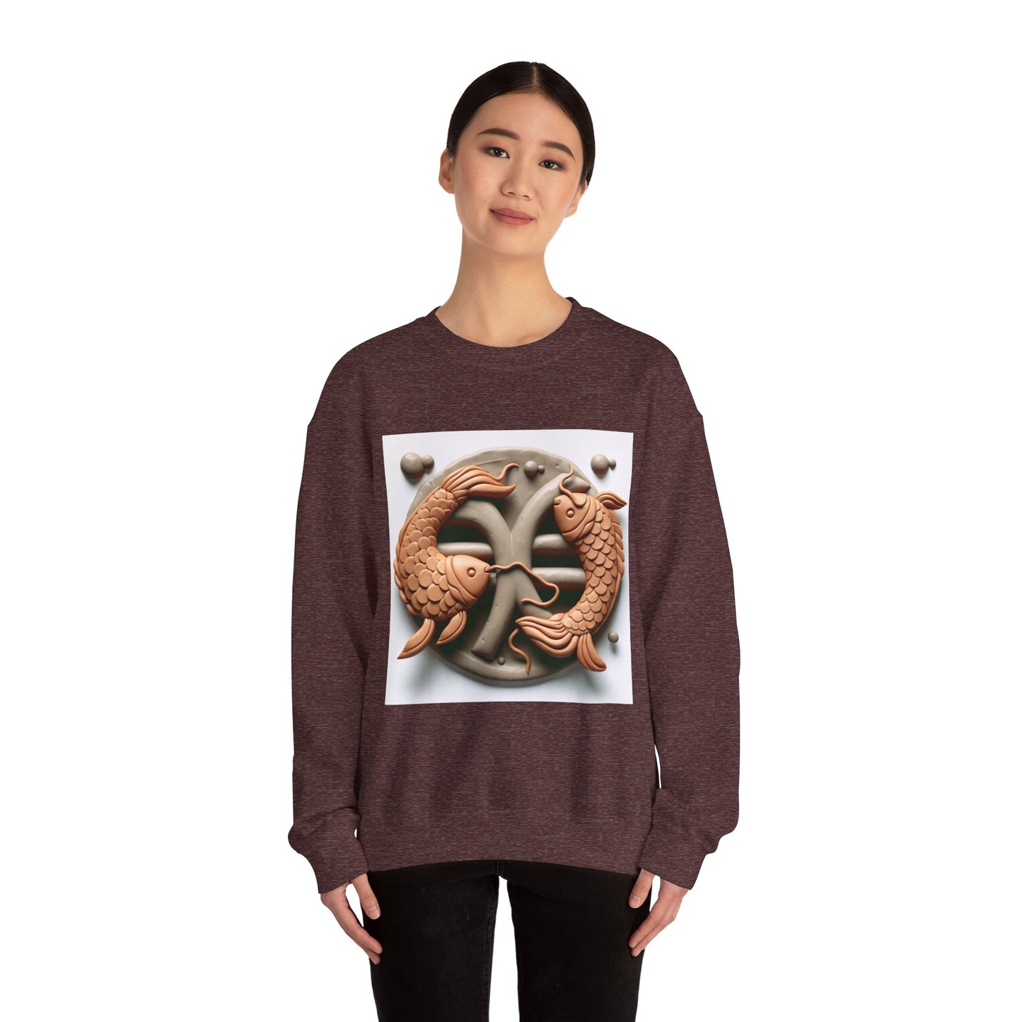 Unisex Heavy Blend™ Crewneck Sweatshirt,Two Fishes  Pisces Zodiac Design