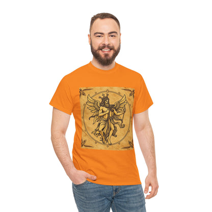 Unisex Heavy Cotton T-Shirt, Pencil Art, Gemini Zodiac Design