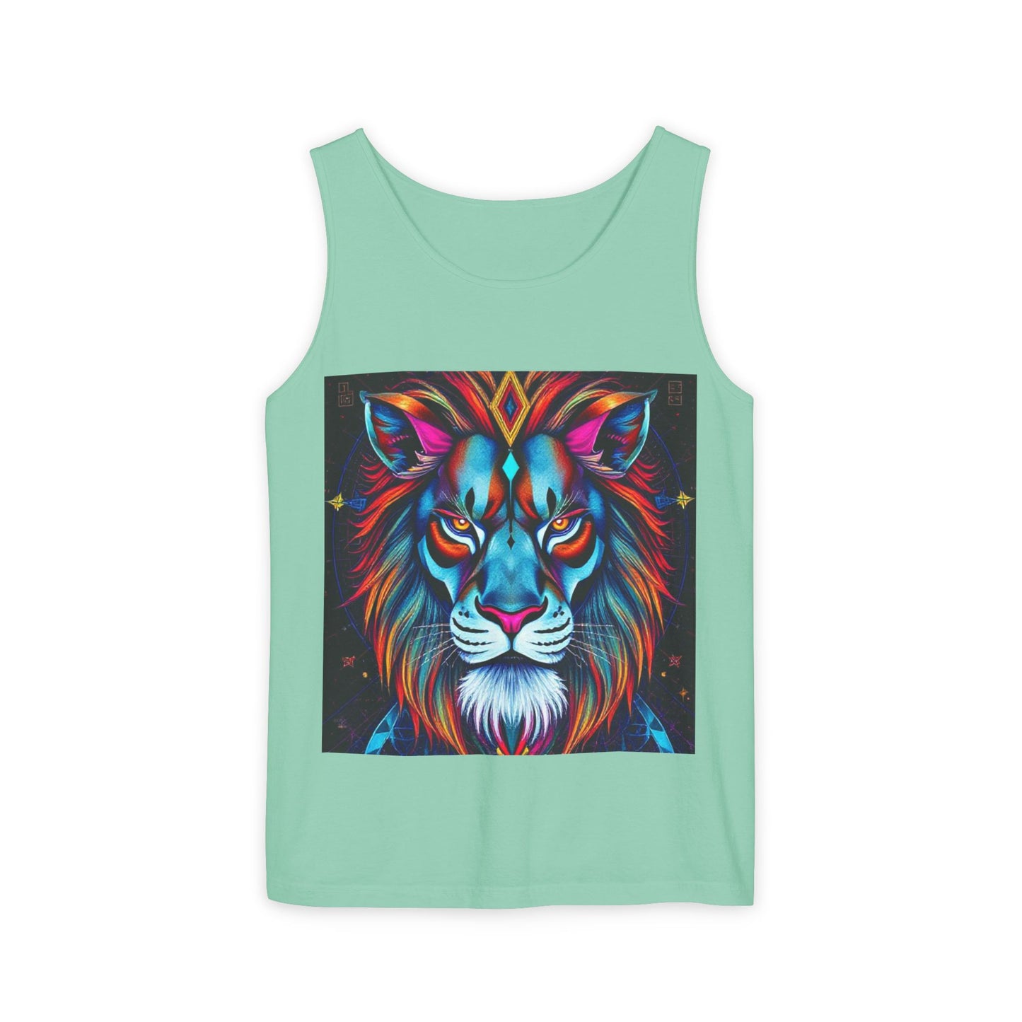 Unisex Garment-Dyed, Tank Top, Leo, Pop Art v1, 100% US cotton