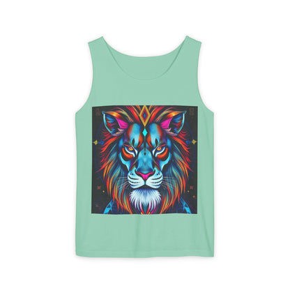 Unisex Garment-Dyed, Tank Top, Leo, Pop Art v1, 100% US cotton