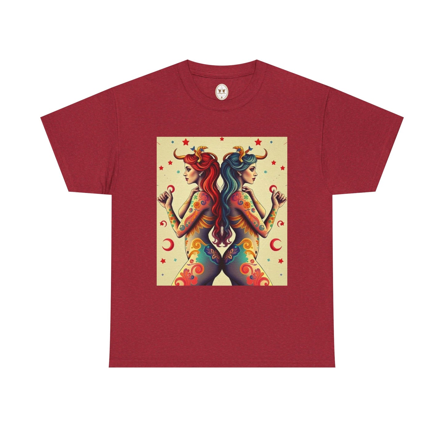 Unisex Heavy Cotton T-Shirt, Gemini, Zodiac v4, Sexy Art