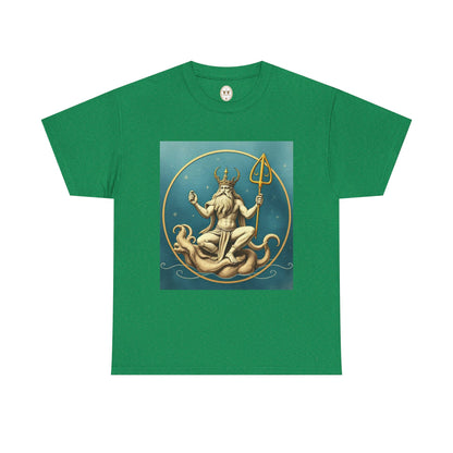 Unisex Heavy Cotton T-Shirt, Aquarius God 2v, Zodiac Design