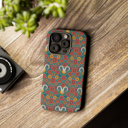 Tough Cases, Aries, Zodiac v3, Flower Pattern