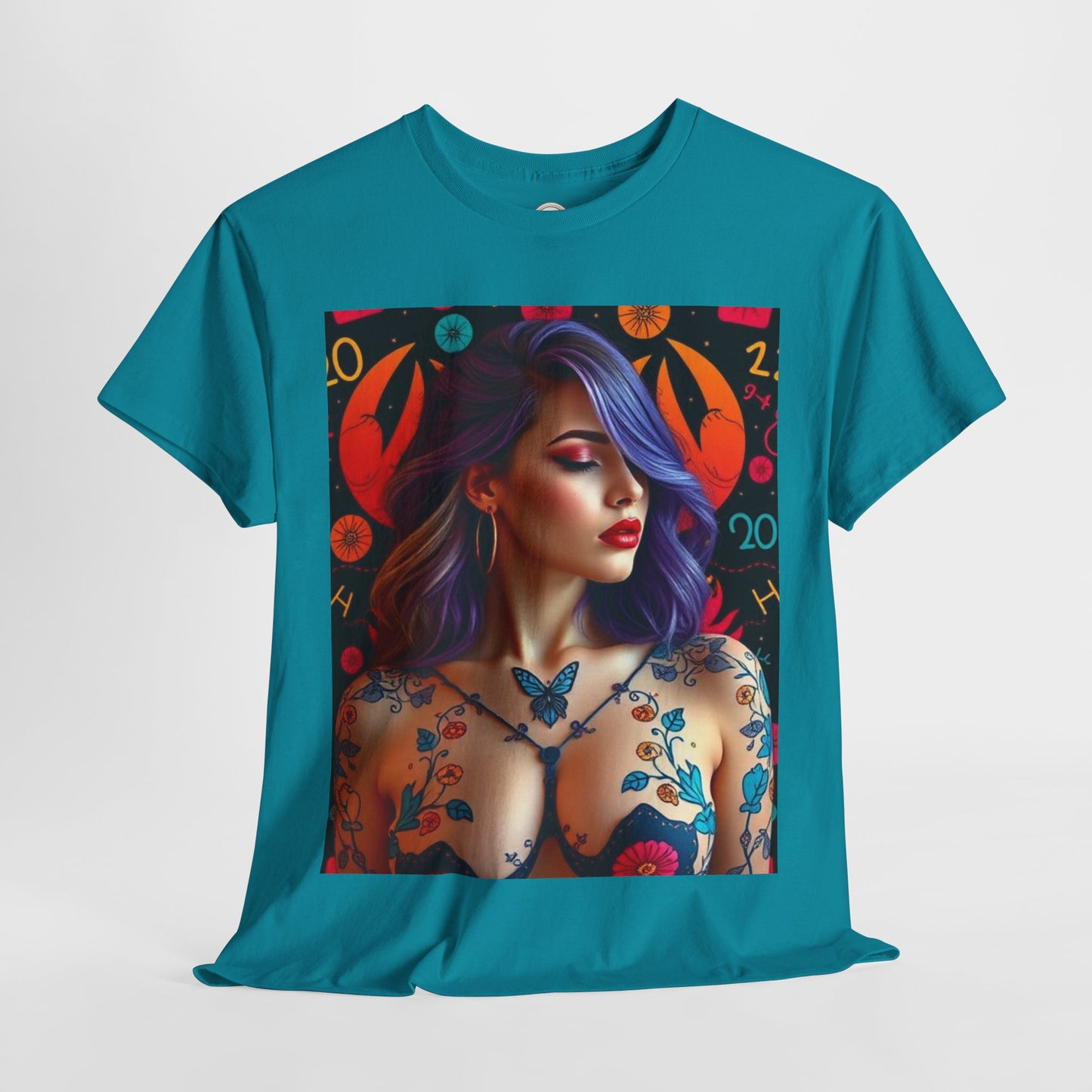 Unisex Heavy Cotton T-Shirt, Cancer, Zodiac, Sexy Art