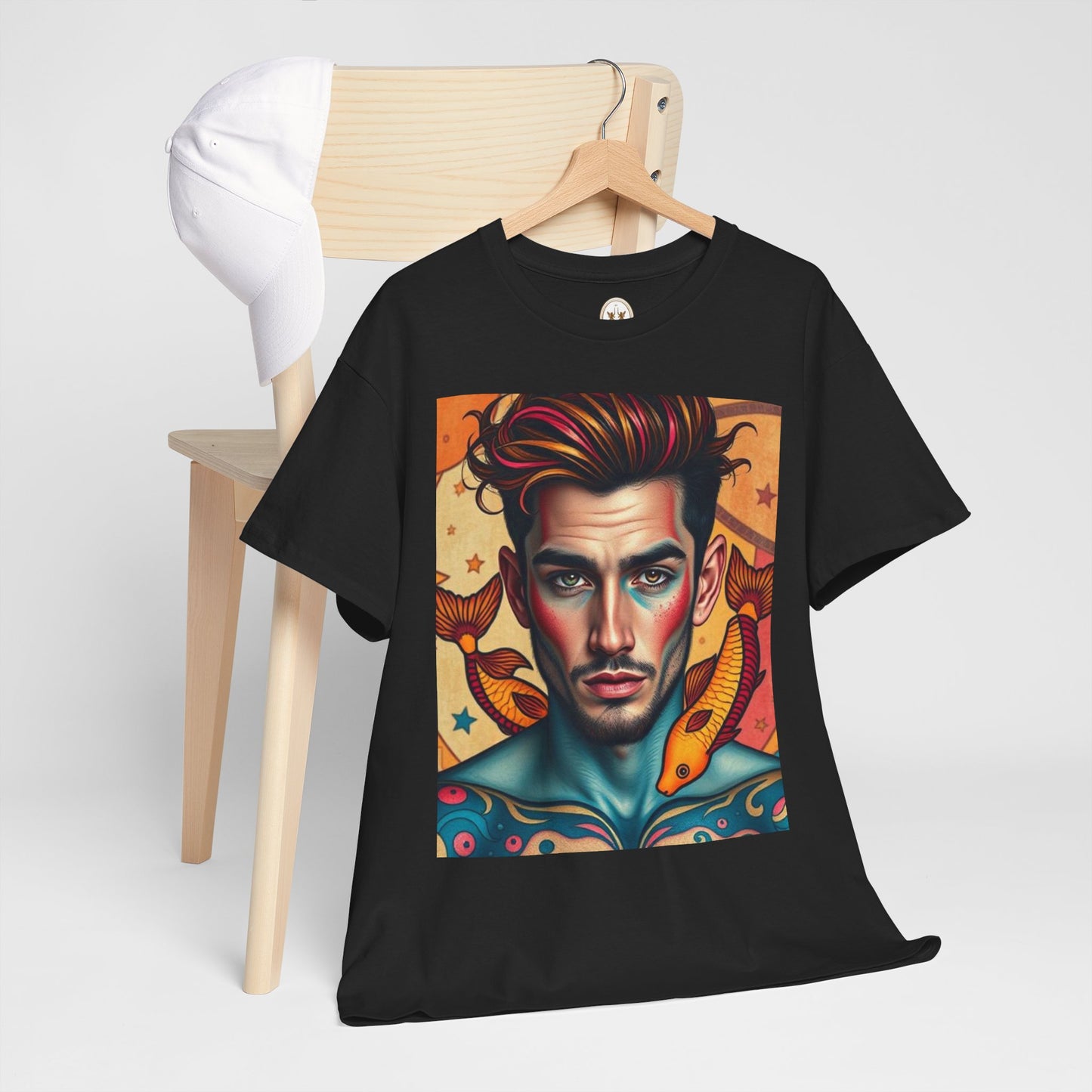 Unisex Heavy Cotton T-Shirt, Pisces, Zodiac v2, Sexy Art