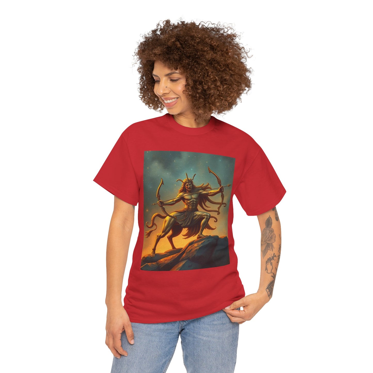 Unisex Heavy Cotton T-Shirt, Arrow Centaur, Sagittarius Zodiac Design