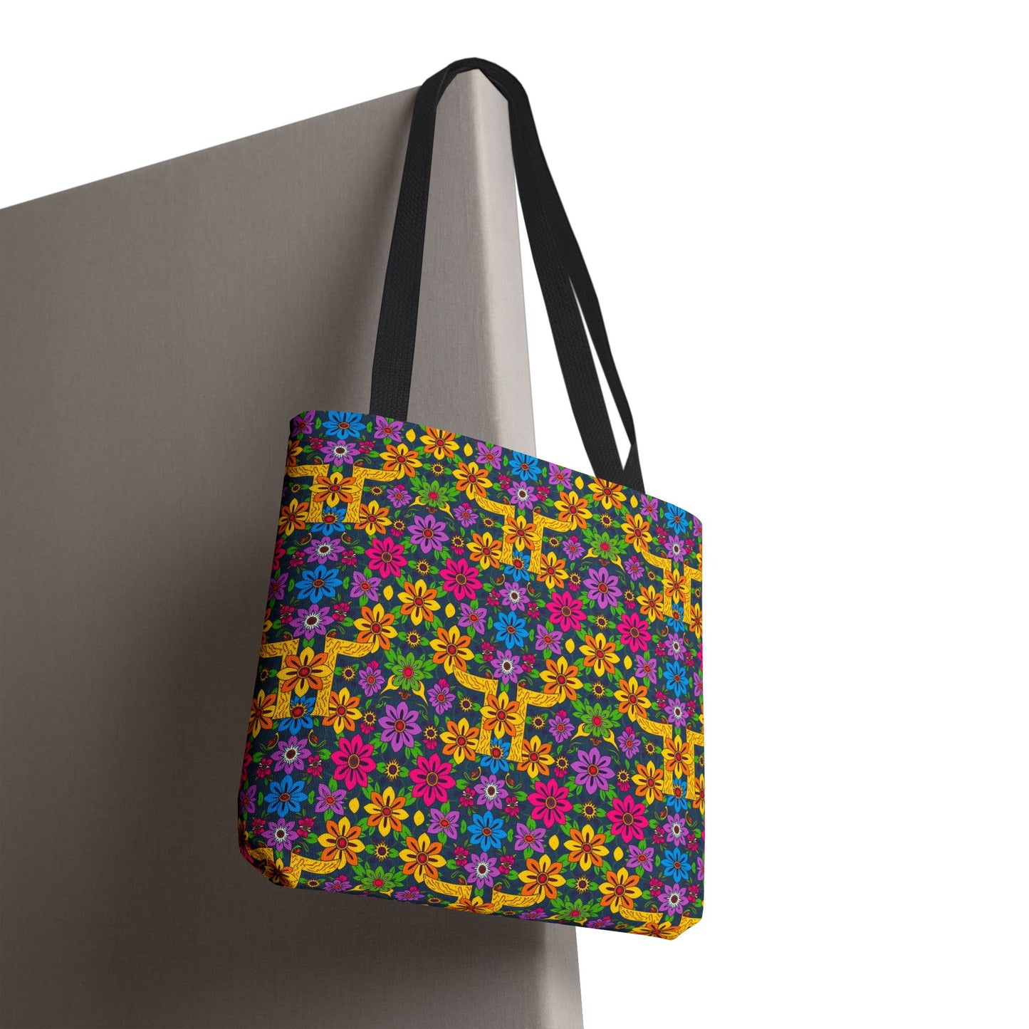 Tote Bag, (AOP), Gemini, Zodiac v2, Flower Pattern