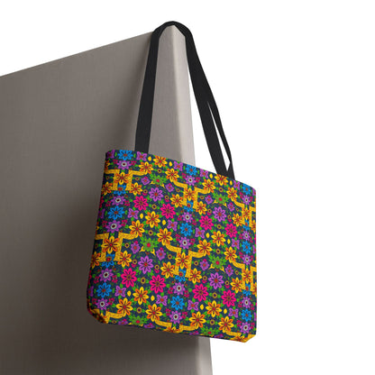 Tote Bag, (AOP), Gemini, Zodiac v2, Flower Pattern